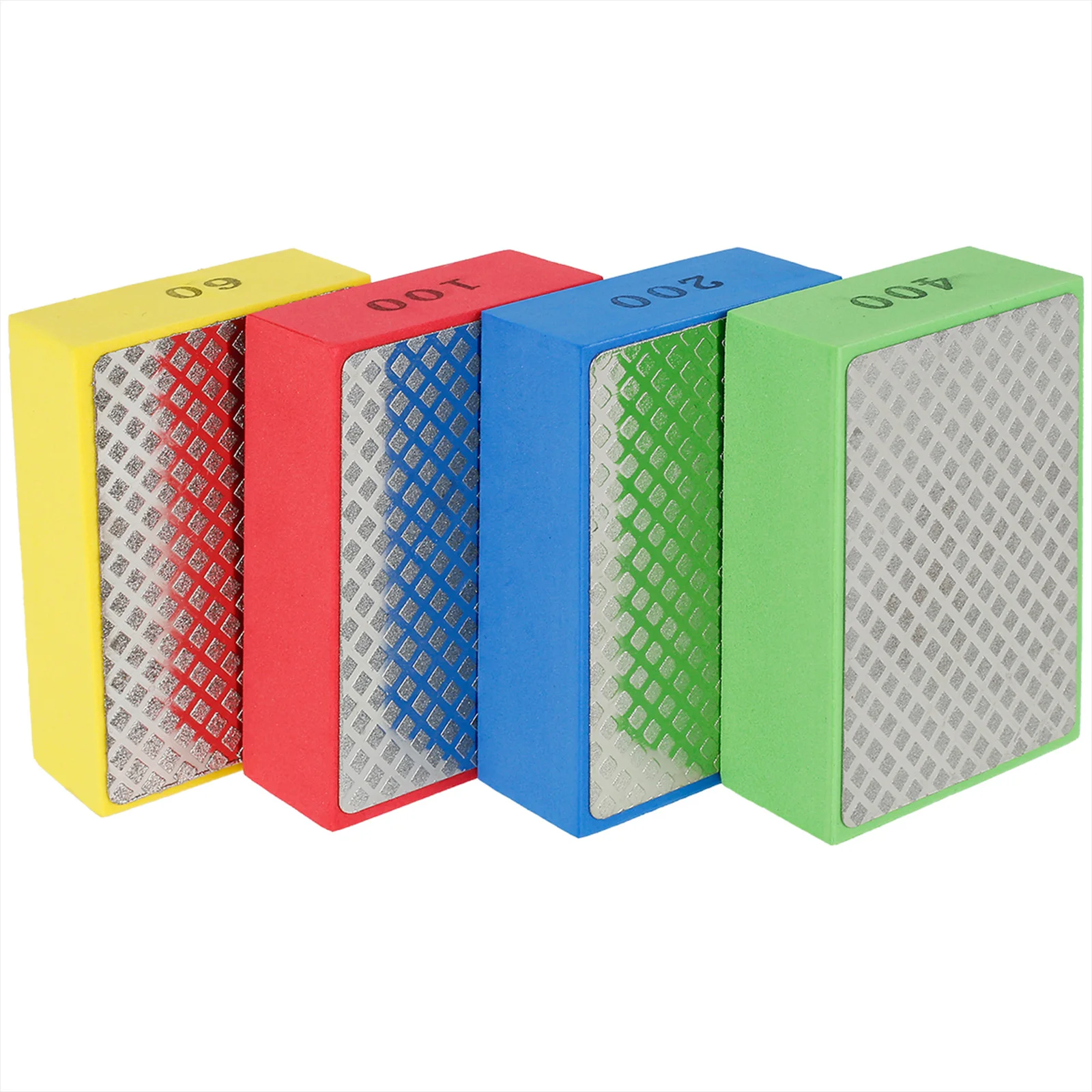 NBB Diamond Hand Sanding & Polishing Pads - 4 Grit Set (60/120/200/400) For Stone, Glass, Tile Edges