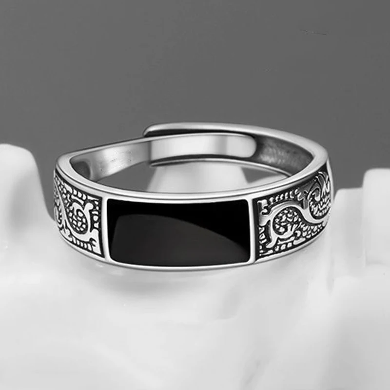 Finger ring Vintage Ethnic Minimalist Dragon Pattern Adjustable Men's Party Accessory Jewelry Gift