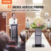 VEVOR 47" Acrylic Podium Stand Floor-Standing Clear Pulpits Acrylic Desktop Lecterns W/ Storage Shelf  for Church Office School 2
