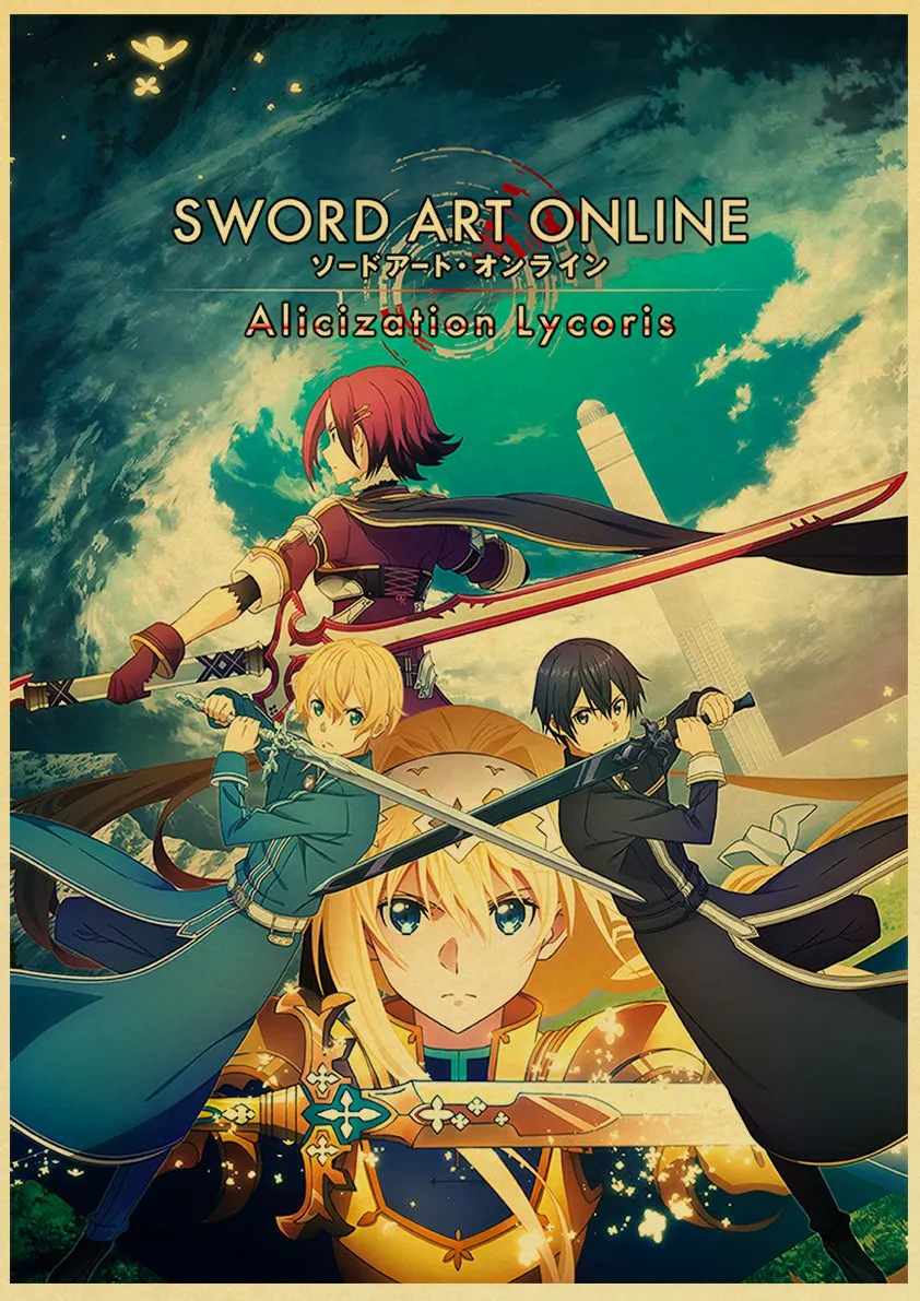 Sword Art Online Vintage Kraft Paper Sticker Popular Japanese Anime Poster Apply To Bar Home Art Wall Diy Decorative Kids Gifts Aliexpress