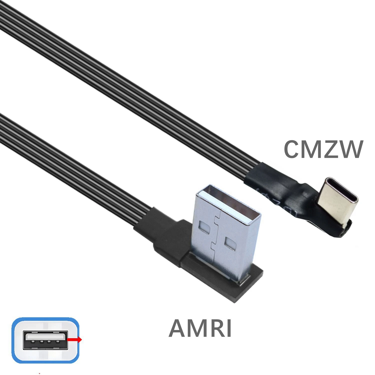 Reversible USB-C to USB 2.0 Right-Angle Data Cable