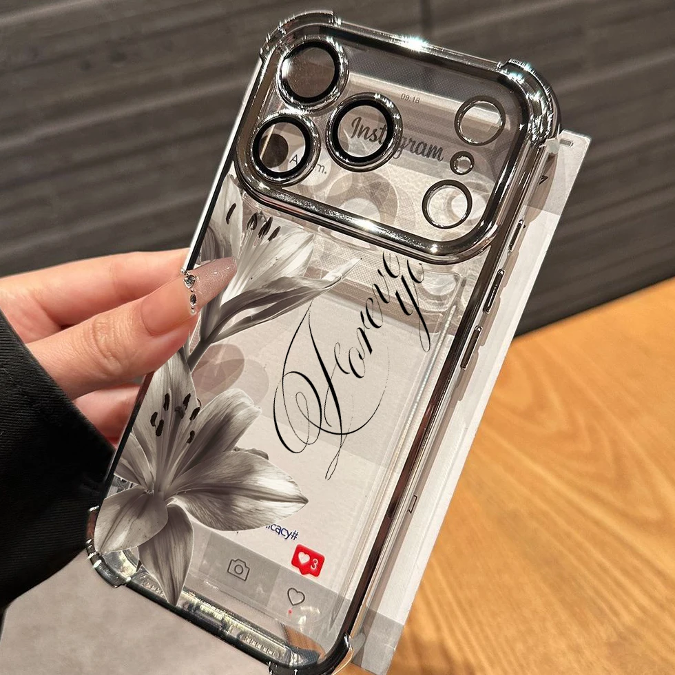 Elegant Retro Lily Flower Plating Protective Phone Case