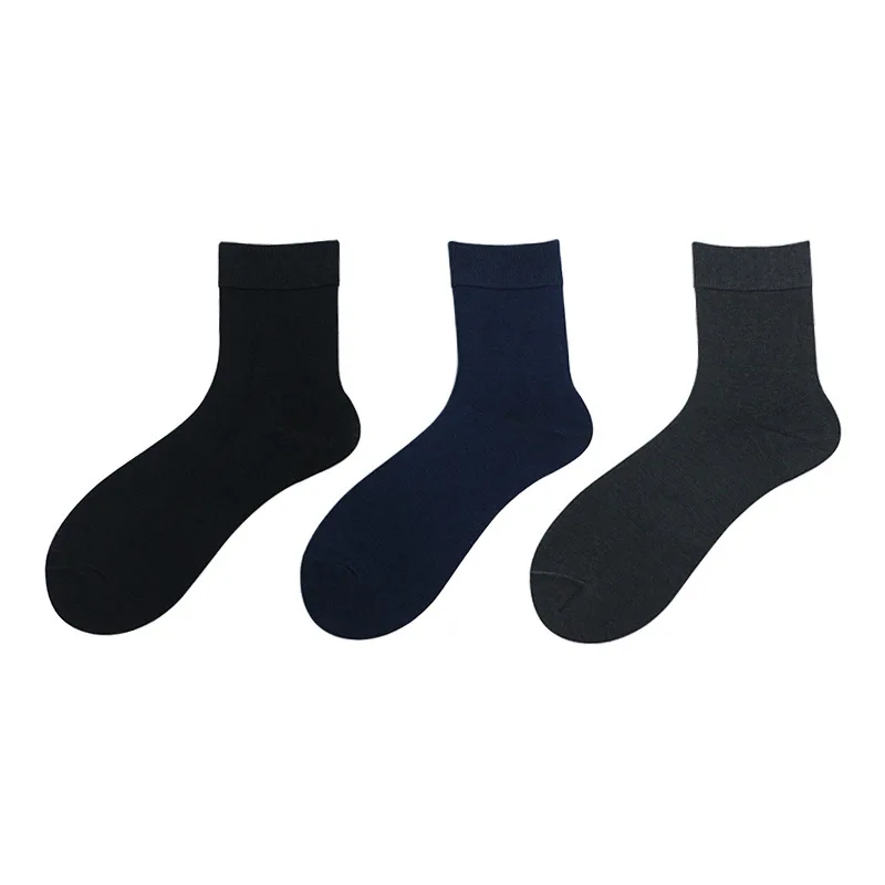 Black men's business anti-odor socks, you can wear solid color herbal antibacterial medium-cut business socks in all seasons