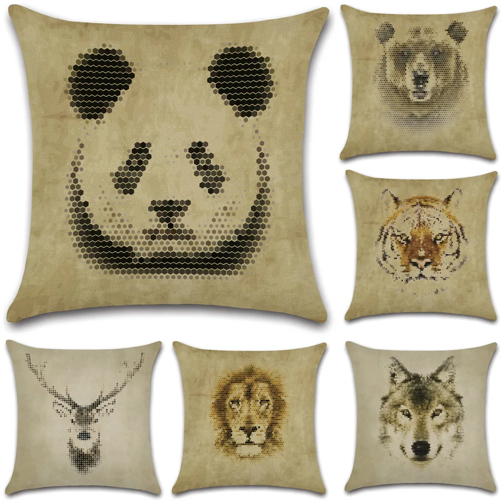 

Cute Animal Pillow Case Tiger Panda Cotton Linen Pillowcase 40x40 Cm Bed Sofa Living Room Pillow Cover Bedroom Decoration Luxury
