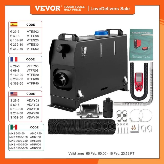 VEVOR 12V Standheizung Diesel Auto Kraftstoff, Diesel Standheizung  Luftheizung Air Diesel 8 KW, Luft Dieselheizung für Auto RV LKW Wohnmobil  Bus mit Fernbedienung Rote LCD schalter & 1 Luftauslass