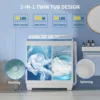 Portable Washing Machine 40Lbs Compact Washing machine Twin Tub Laundry Washer Machine with Built-in Drain Pump 6