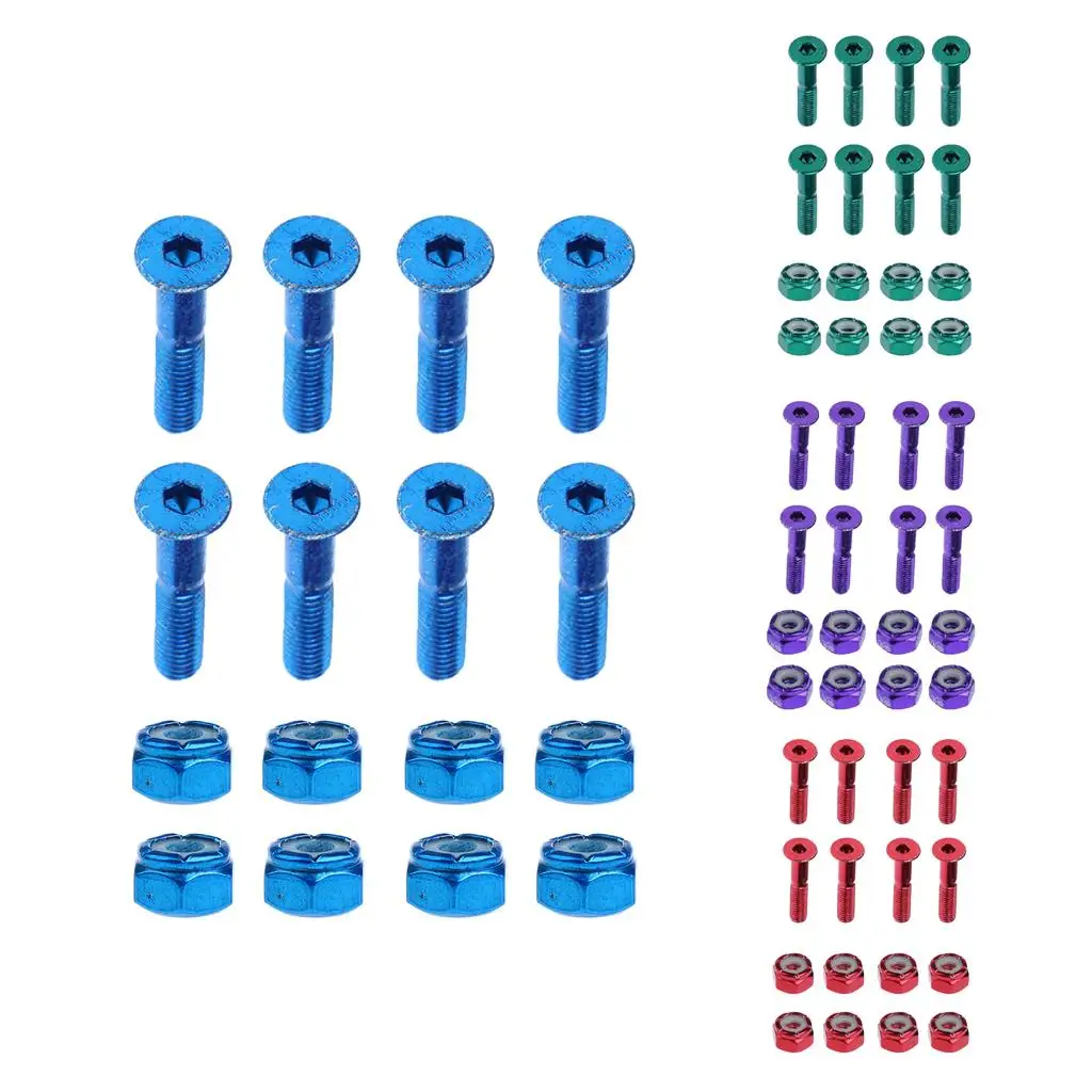 8pcs Brand New Replace Skateboard Truck Hardware Set Longboard Screws Bolts