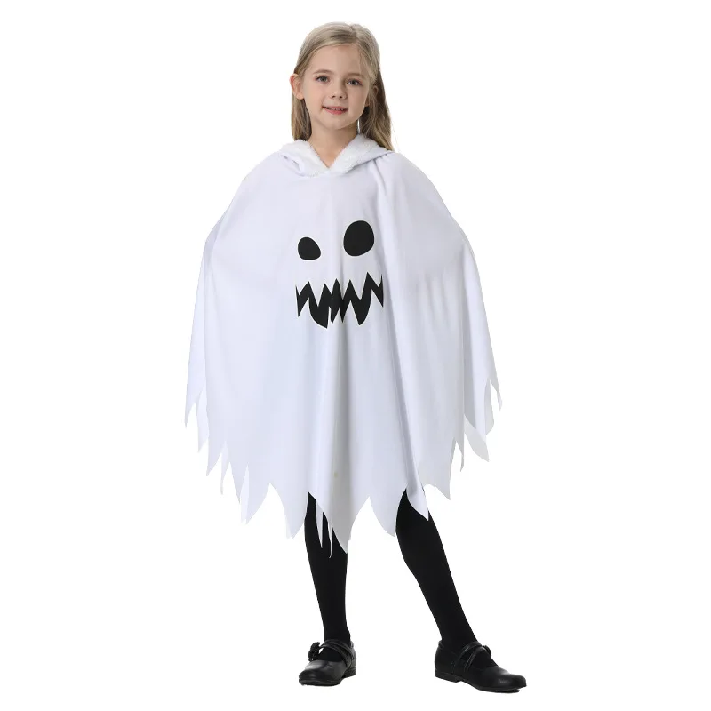 Halloween children's costume white black luminous ghost glow ghost face cloak shawl party dress up costume