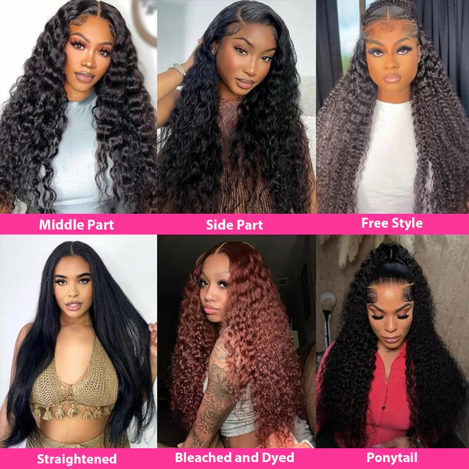 Lakeisha 250% Burmese Deep Wave Curly 13x6 HD Lace Front Human Hair Wig Water Wave 30 40 Inches 5x5 Lace Frontal Wig Pre Plucked 6
