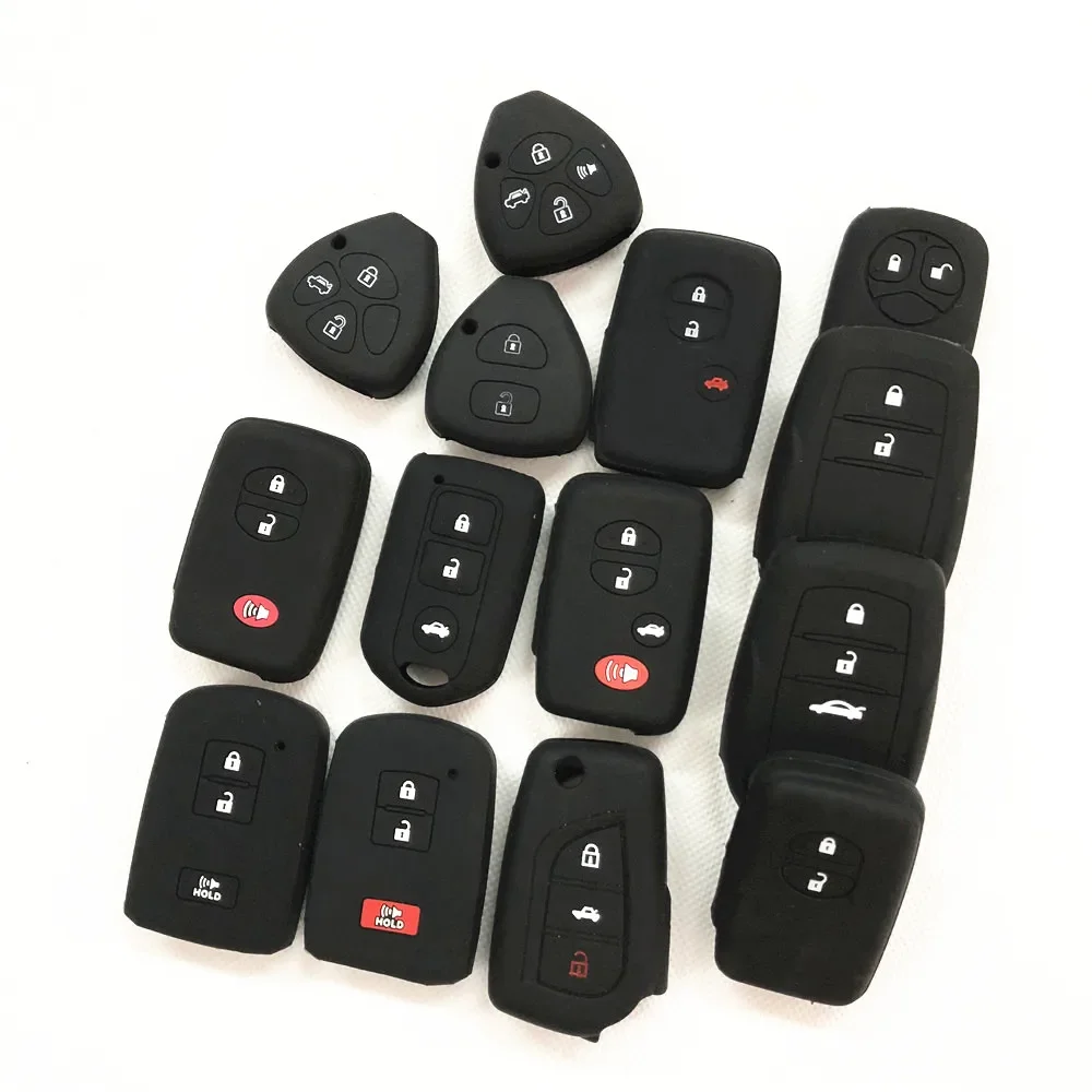 Silicone Key Case For Toyota Camry CHR Corolla RAV4 Avalon Land Cruiser Prado Prius Remote Fob Cover 2 3 4 Button key case cover,key case,remote control case cover