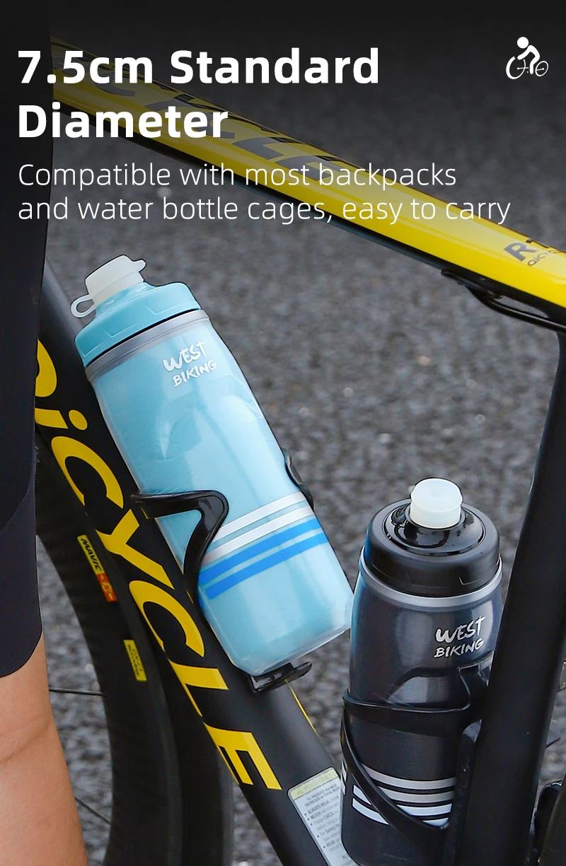 WEST BIKING 3-lagige, kälteisolierte Fahrrad-Trinkflasche 620 ml, tragbare MTB- und Rennrad-Flasche, wärme- und kältegeschützt, Fitnessflasche – Detail 12