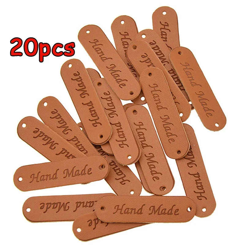 20Pcs Handmade Leather Labels Clothes Garment PU Tags Sewing Accessories