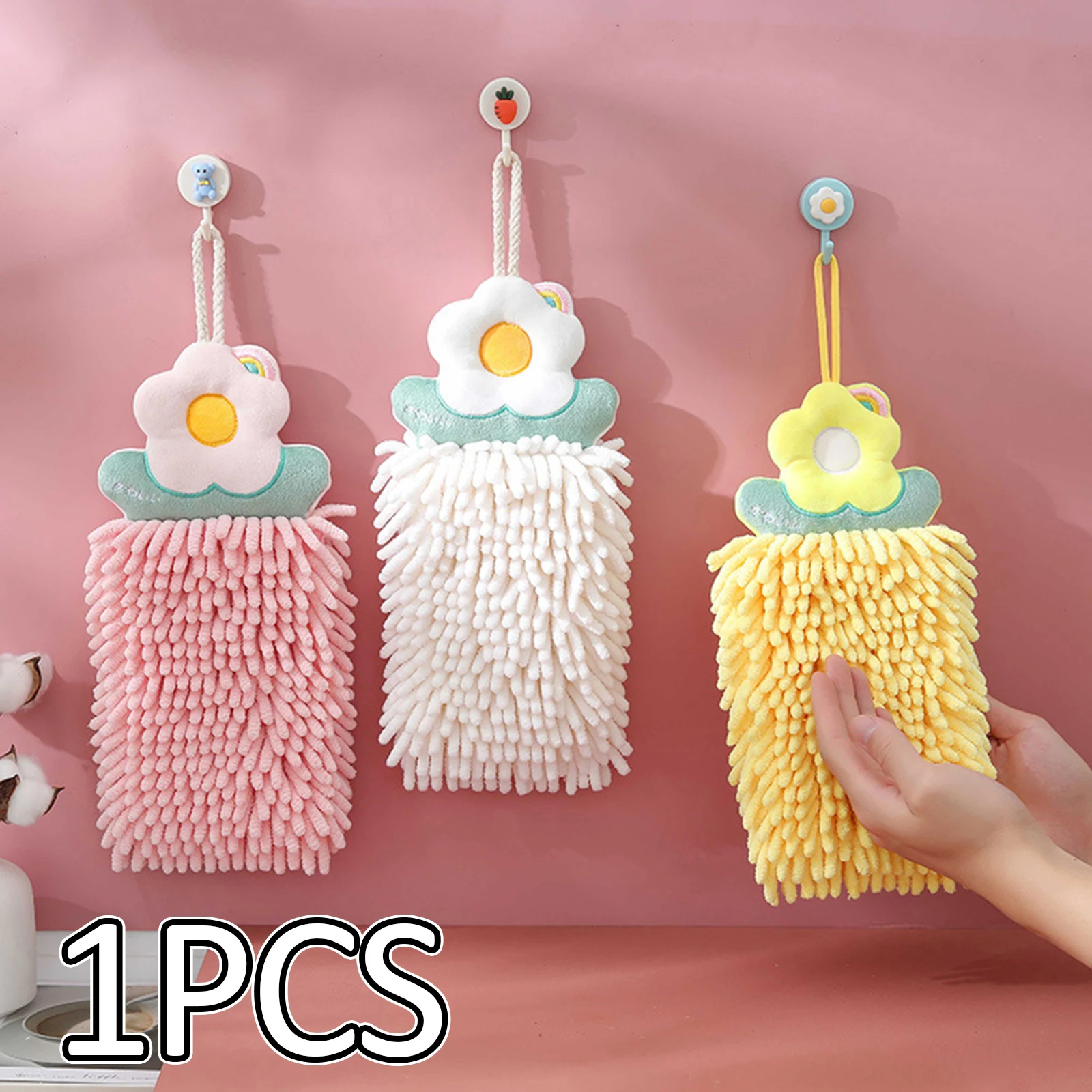 Hand Towel Lovely Cleaning Cloths Hand Towel Hand Dry Towel Bathroom Kitchen Cleaning Dish Wipe Hanging Loops Washcloths Kitchen Accessory