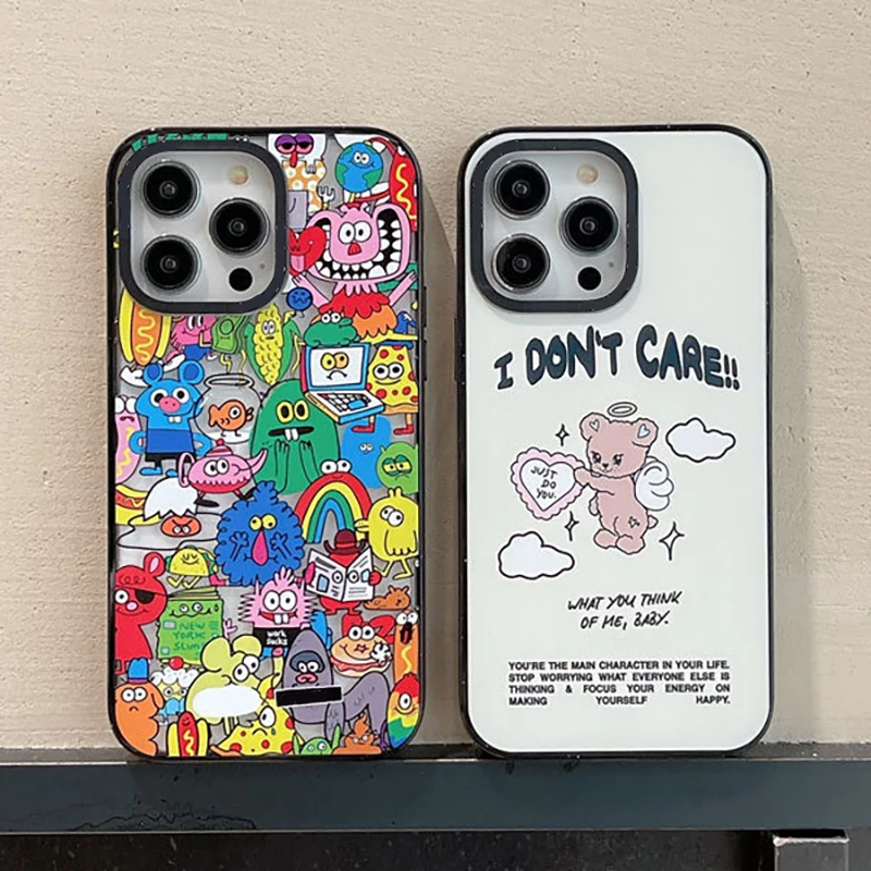 

Upgrade Acrylic Border Monsters Angel Bear Phone Case Cover for IPhone 11 12 13 14 15 Pro Max Case for IPhone 15 Pro Max
