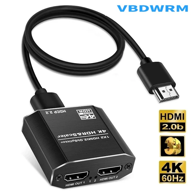 1 duplicador de 2 pantallas HDMI 4K @ 60Hz HDMI Splitter 1 en 2 Out con  Cable HDMI de alta velocidad escalar compatible con HDCP 2,2 - AliExpress