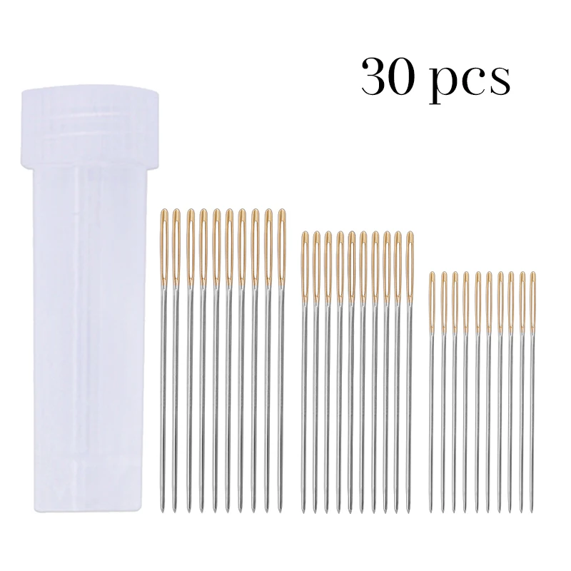 LMDZ 100/30 PCS Golden Tail Embroidery Fabric Cross Stitch Needles Size 22#24#26#Stitch Cloth Sewing Kit Tools Sewing Needles