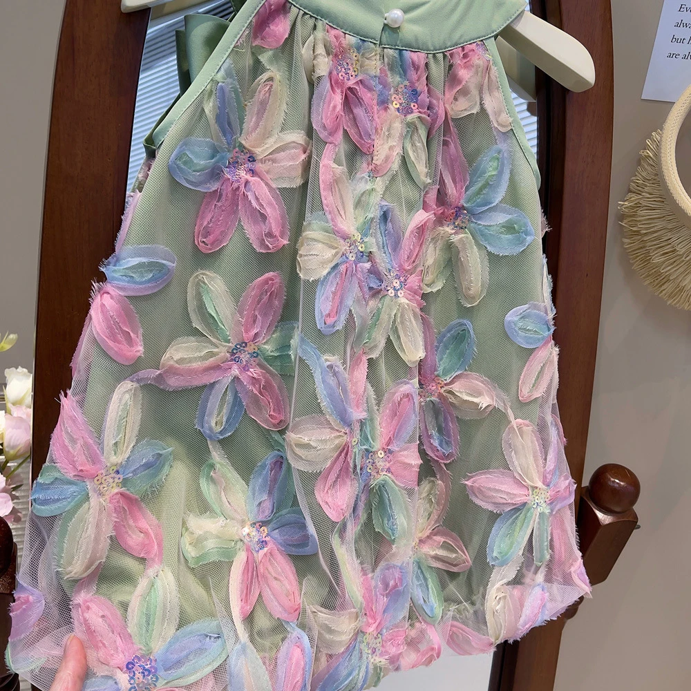 Girls Colorful Flower Princess Dress 3