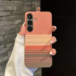 Ultra Thin Magsafe Carbon Fiber Pattern Magnetic Shockproof Hard Back Case - Galaxy S23 Ultra (Sunset Orange)
