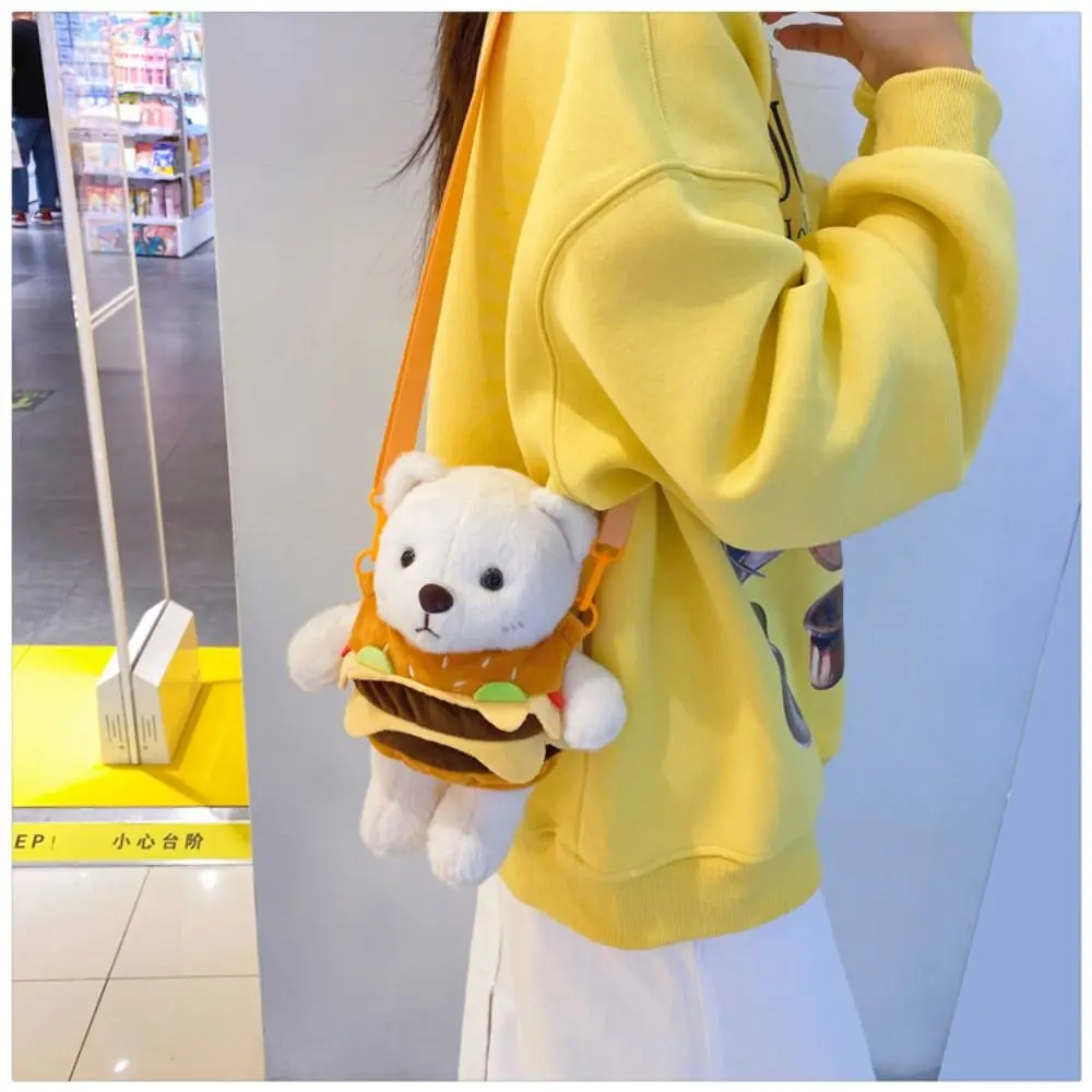 

Large Capacity Hamburg Bear Shoulder Bag Casual Canvas Cartoon Shopping Bag Portable Comfortable Tote Bag Women