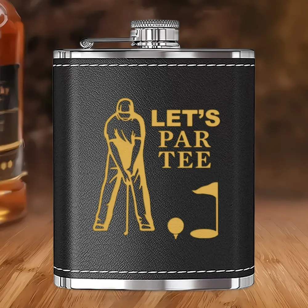 7온스 휴대용 포켓 힙 플라스크, 아버지의 날 선물 스테인리스 스틸 힙 플라스크 가죽 와인/위스키/주류용 남성 선물