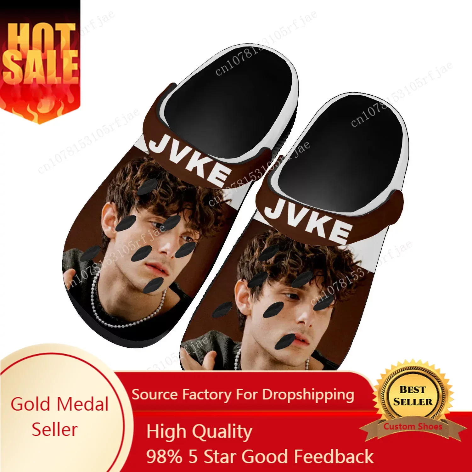 

JVKE Popular Singer Pop Music Home Clogs Custom Water Shoes Mens Womens Teenager Shoe Garden Clog Breathable Beach Hole Slippers