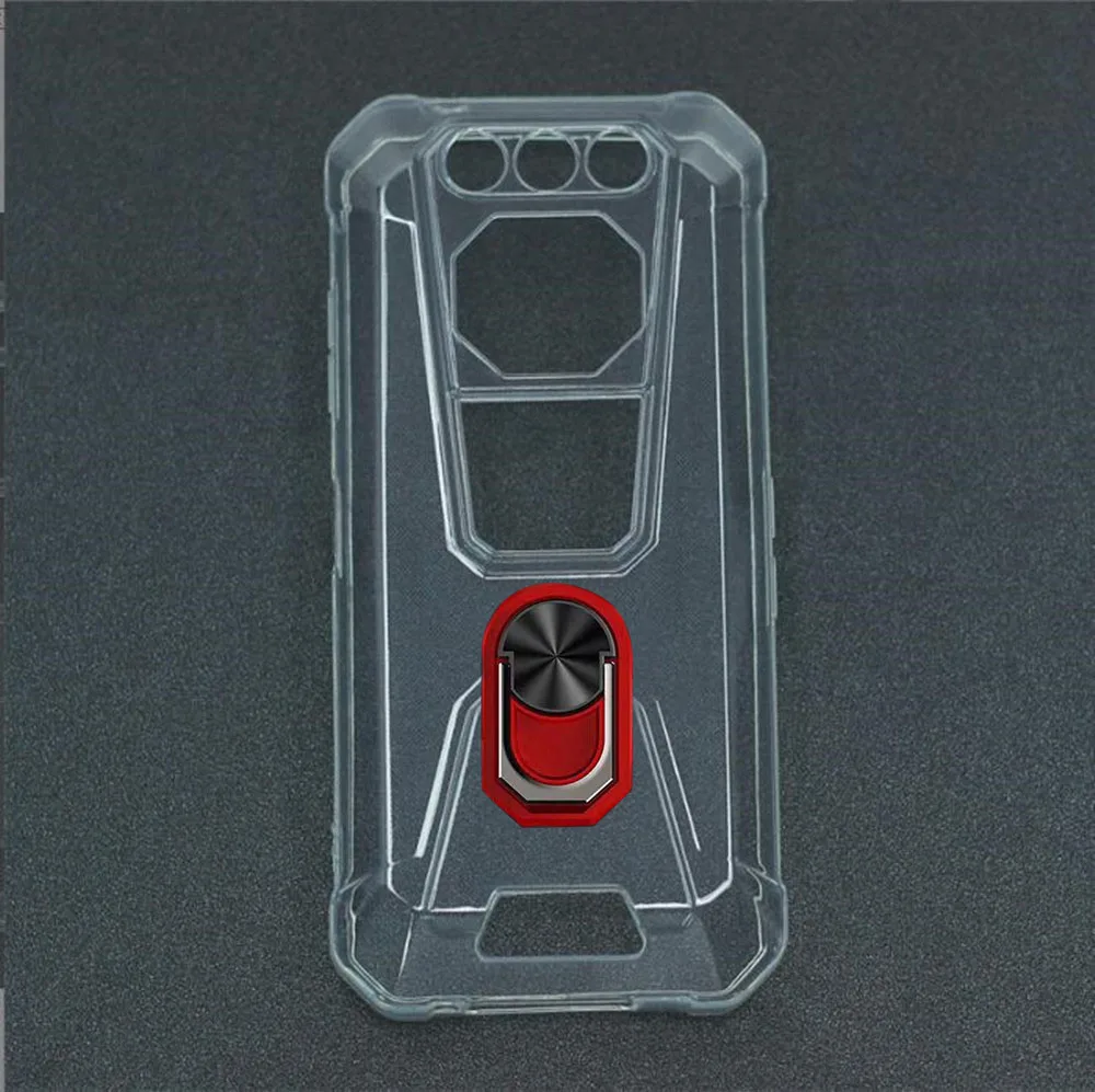 Enhanced Durable Silicone Phone Case with Back Ring Holder Bracket - 6.58” Screen Compatible