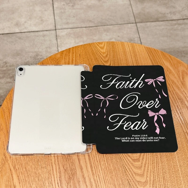 Faith Over Fear Pink Bow Tablet Case