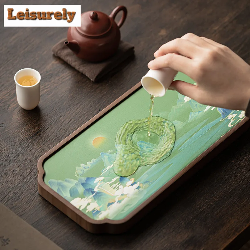 Porcelain Panel Painting Tea Tray Japanese Cuisine Table Coffee Storage Board Coffeeware Teaware Dishes for Serving Tea Items