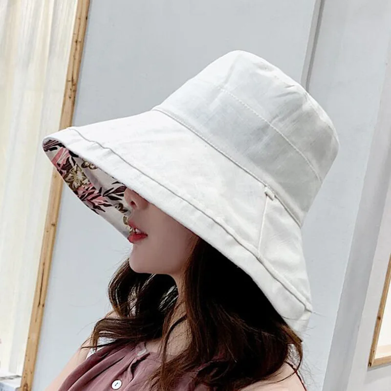 Fashion Print Women Sunshade Basin Cap Double Sided Fisherman Hat Large Brim Sun Protection Visors Beach Travel Bucket Hat women bucket hat sun hat women hat bucket hat