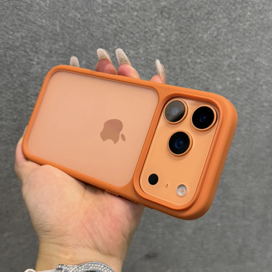 Luxury Orange Shield Matte Magnetic Transparent Phone Case For