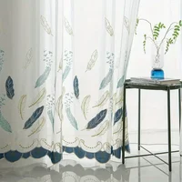 2025 Gauze Curtains Bedroom Gorgeous Exquisite 1pcs Luxury Velvet Embroidered Feather Simple Modern Three-dimensional Embroidery 1