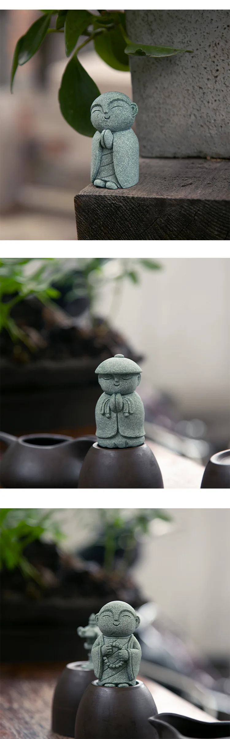Description Picture 6 of itemCute Maitreya Blue Sandstone Ornaments Buddha Statues Garden Mini Ornament Japanese Home Decoration Crafts Figurines & Miniature