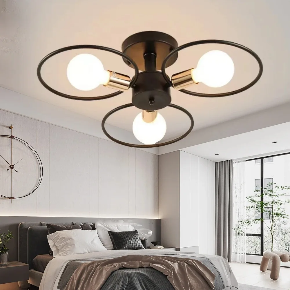 Modern Minimalism Nordic Pendant Lights Simplicity Iron Ceiling Lamp Multiple Heads E27 Chandelier Black Gold Lighting Fixture