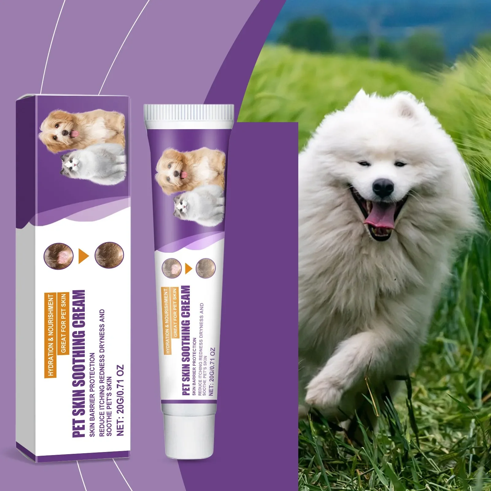 Crema para el cuidado de la piel de mascotas, loción calmante para la piel con picazón seca para perros y gatos, crema para aliviar la piel con picazón, loción para patas de gatos, bálsamo calmante 1