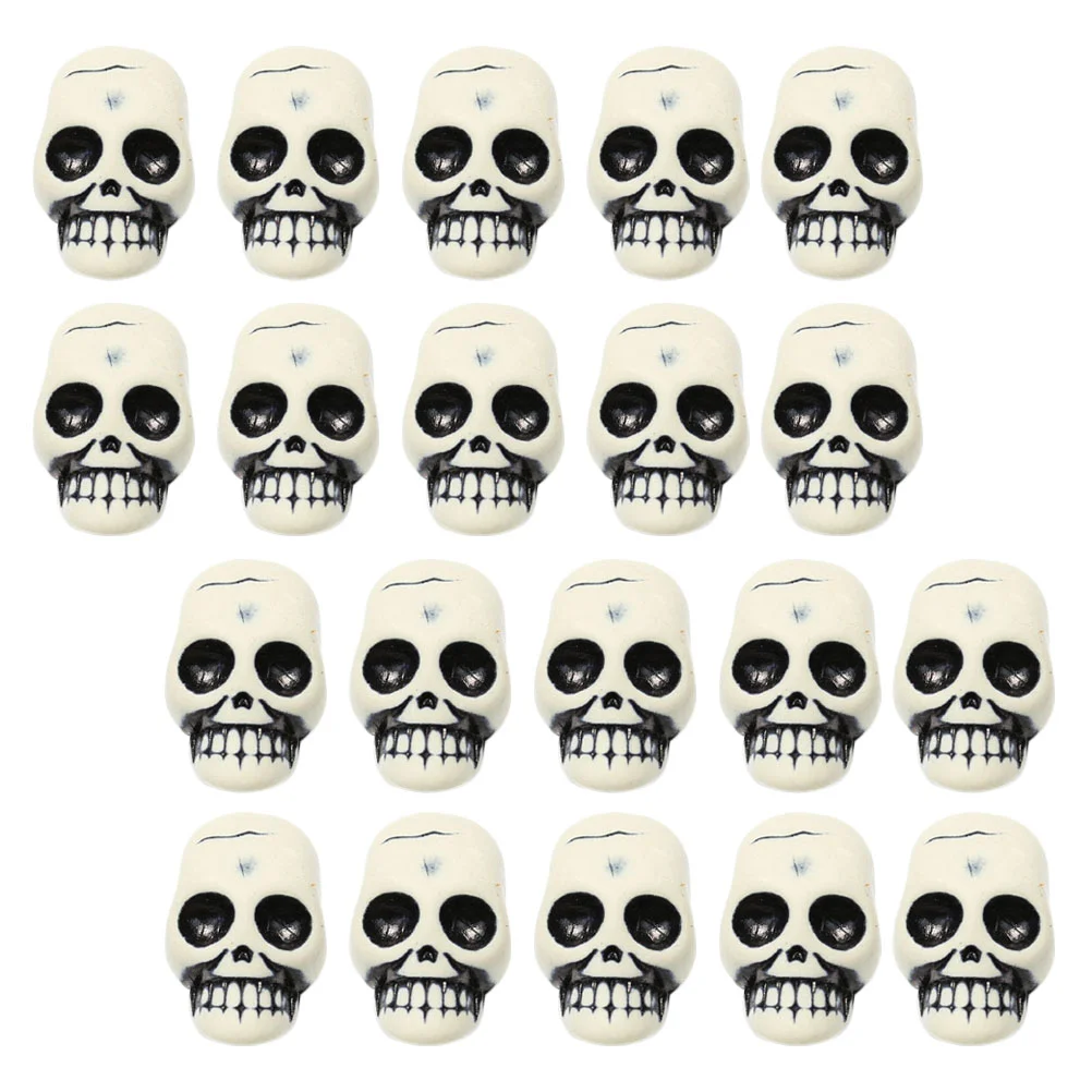 

24 Pcs Mini Skull Ornaments Haunted House Horror Props Halloween Decor White Supplies Fake Resin Skulls