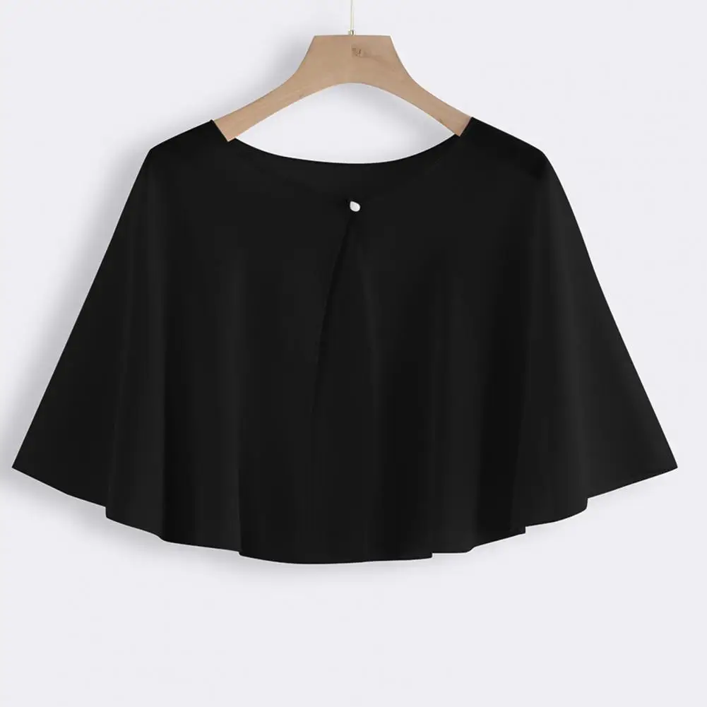 Women Shawl Solid Color Front Buttons Closure Chiffon Shawl Loose Type Perspective Anti-UV Women Cape Clothing Accessories women shawl
