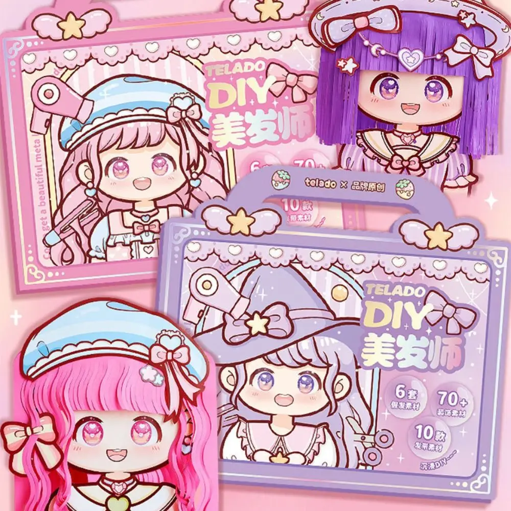 

Kawaii Activity DIY Paper Hairstyles Toy Cartoon 3D Girls Hair Stylist Toy Sticker Fun Idol Styling Designer Toy Children