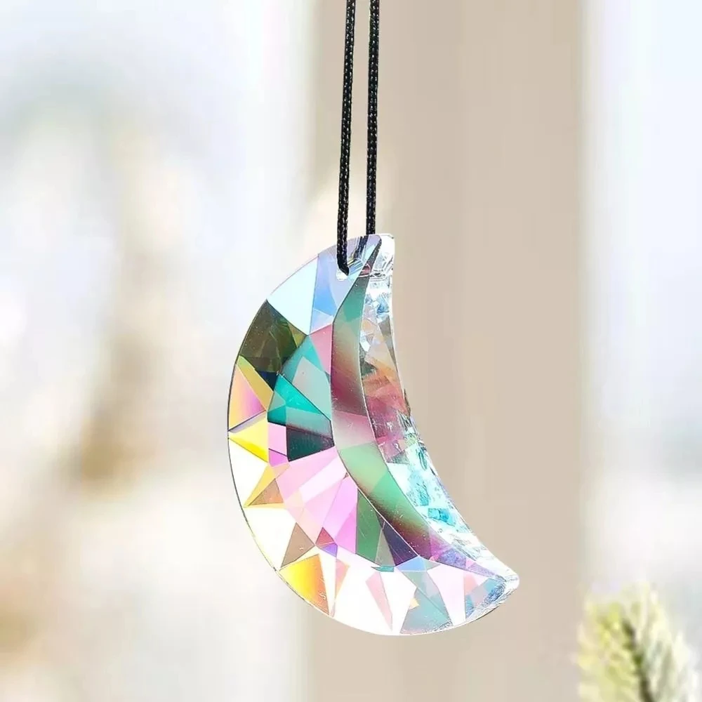 Sun Catcher Crystal Pendant Moon Prism Rainbow Maker Hanging
