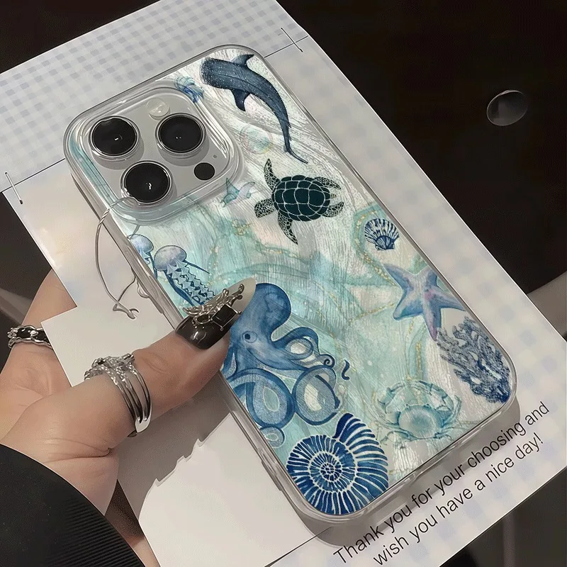 Marine Life Pattern Art Cool Clear Phone Case