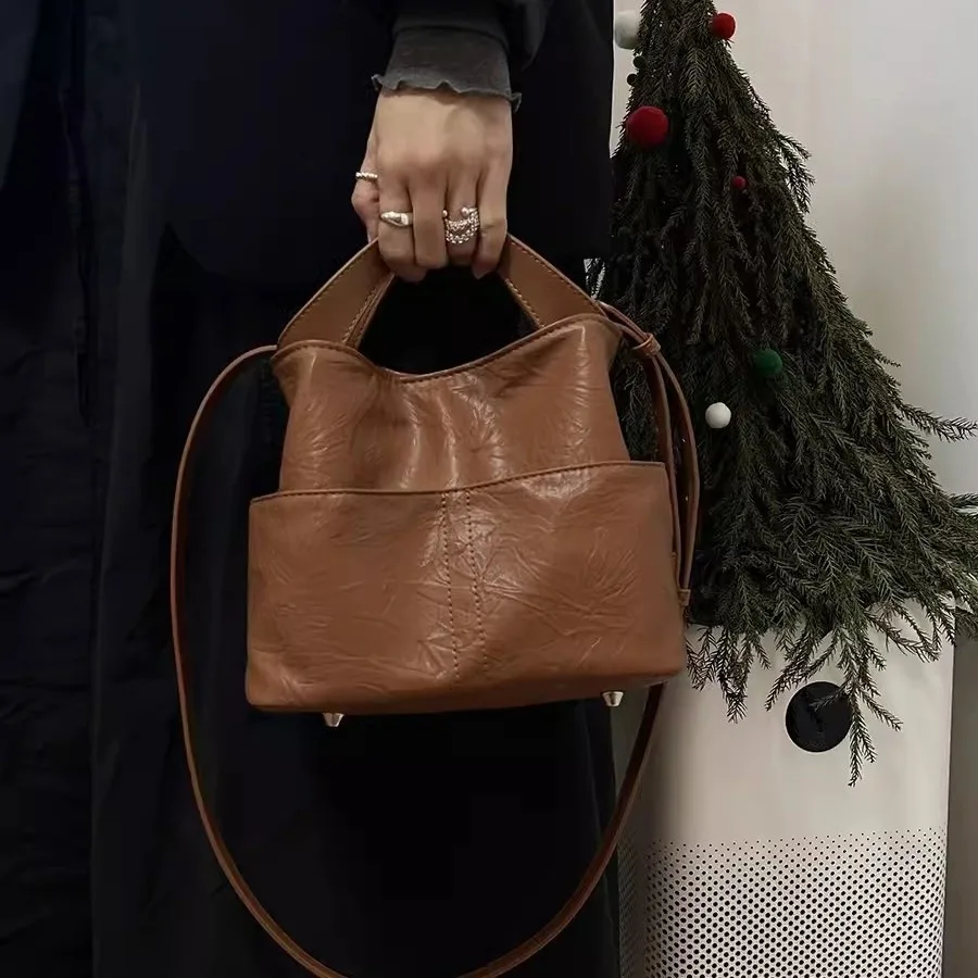 2024 Korean New Soft Leather Commuting Handbag For Women Fashion Versatile Single Shoulder Crossbody Bag