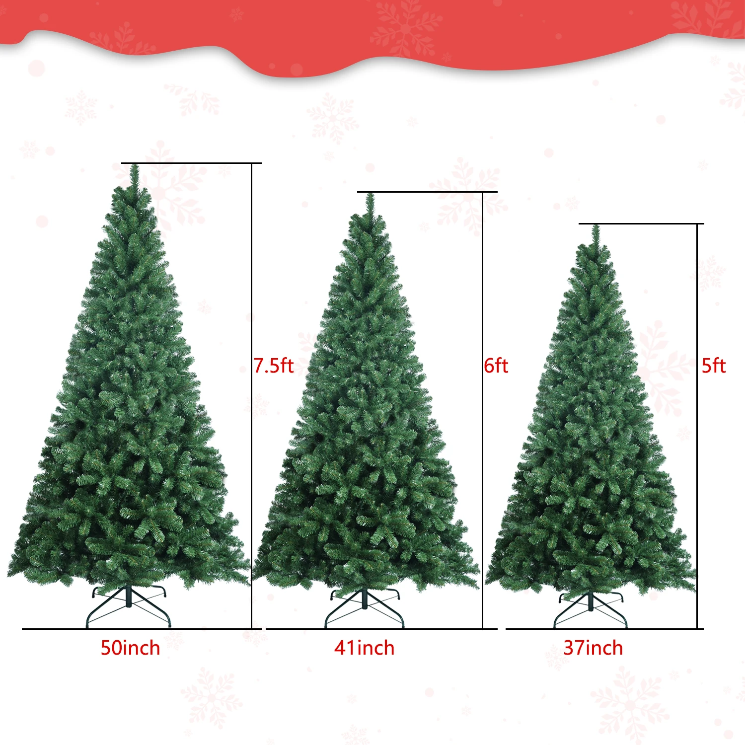 Artificial Christmas Tree with Sturdy Metal Stand and Auto Spread Feature