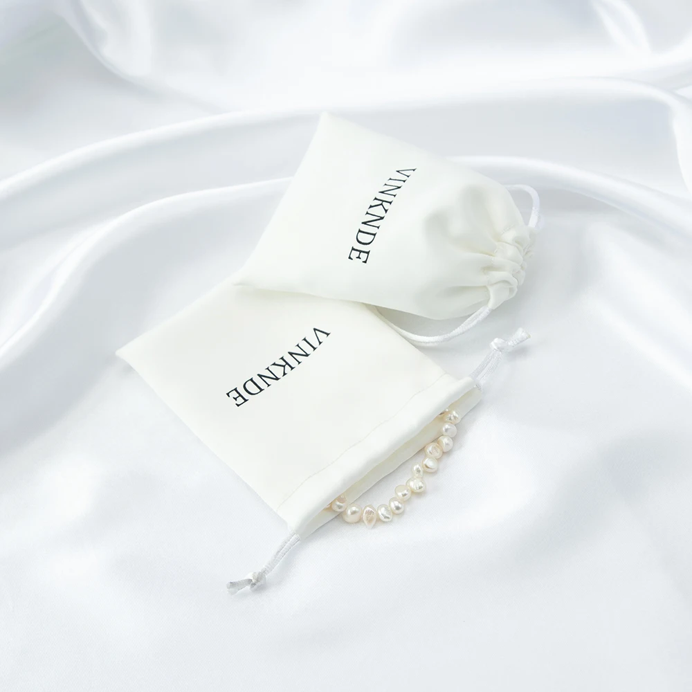

50pcs Jewelry Gift Mini Bags Wedding Favors Bag Custom Logo Brand Silk Satin Drawstring Packaging Pouch Small Business For Rings