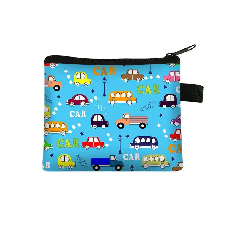 Cartoon Firetruck Excavator Crane Coin Purse Keychain Zipper Pouch Kids Wallet Card Money Coin Bag Cute Purses and Handbags coin purse card wallet coin wallet change bag card holders