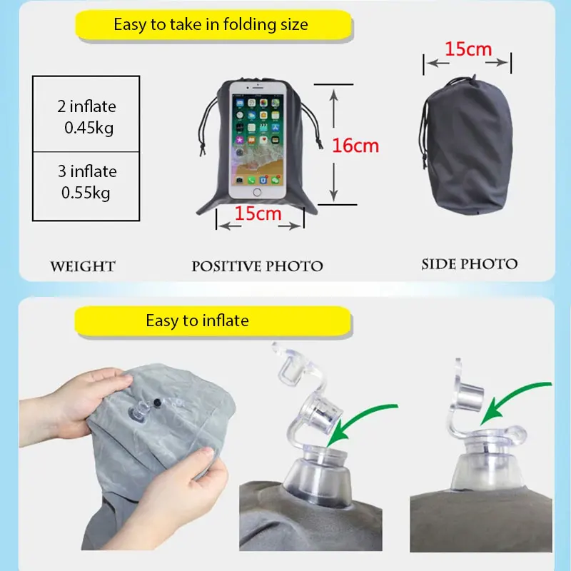 Long-distance Travel Sleeping Bed Airplane High Speed Rail For Baby Kids Adult With 3 Inflatable Pedal 1 U Shape Inflate Pillow