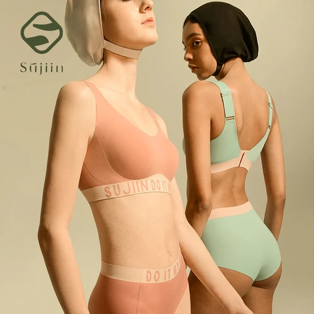 Sujiin Women's Brassiere Fitness Crop Tops Seamless Sports Bra
