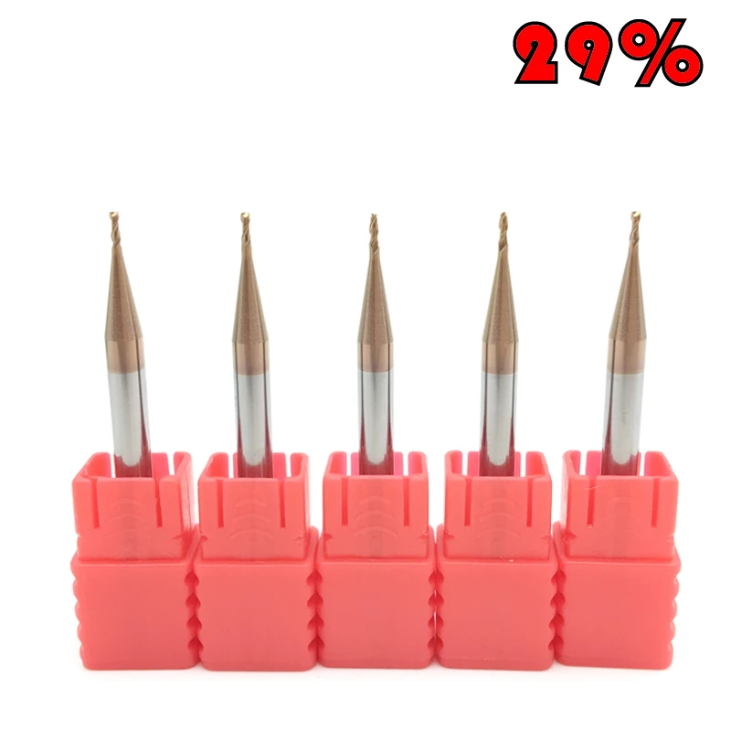 HRC55 End Mill 2 Flutes 5PCS D1 D6 50L Metal Tungsten Steel Milling