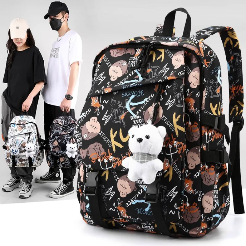 

New High School Student High Capacity Schoolbag Fashion Graffiti Lightweight Backpack Boys and Girls Travel Storage Bag