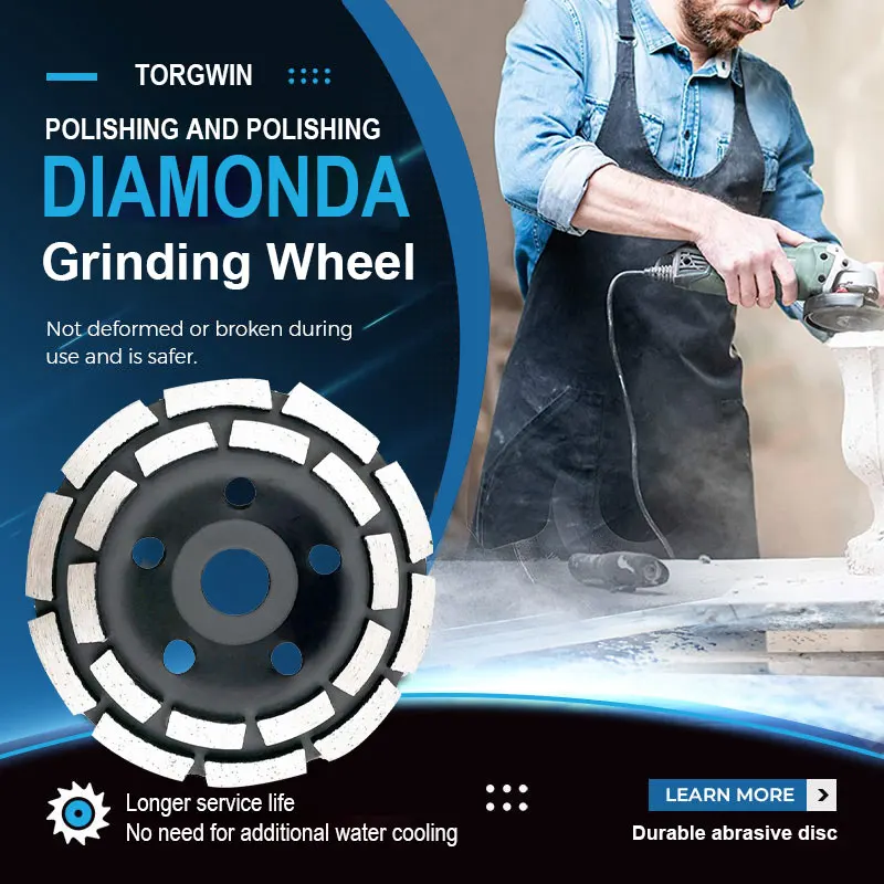 

100/125/150/180/230mm Double Row Diamond Segment Grinding Wheel Cup Disc Grinder Concrete Granite Stone Cut