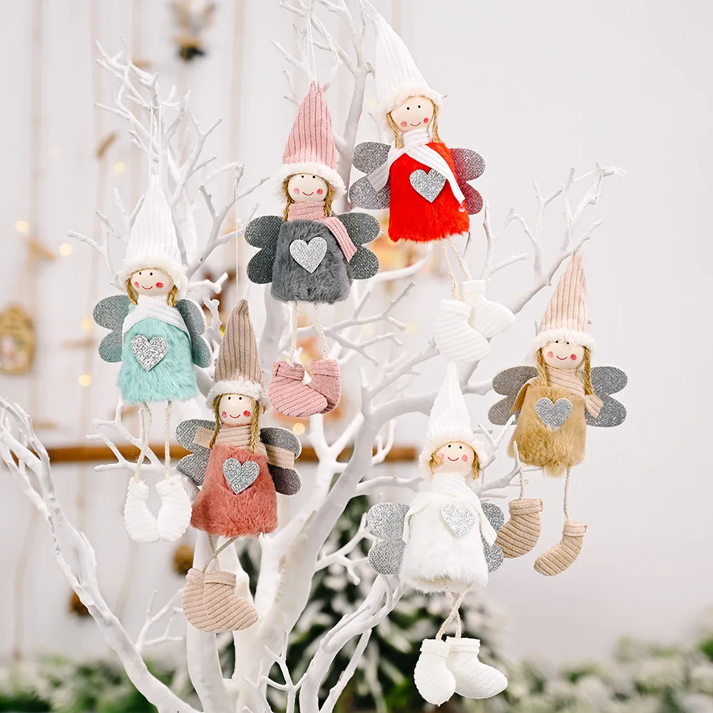 

Christmas Decoration Love Angel Pendant Plush Girl Christmas Tree Pendant Decoration Creative Supplies 6pc/lot