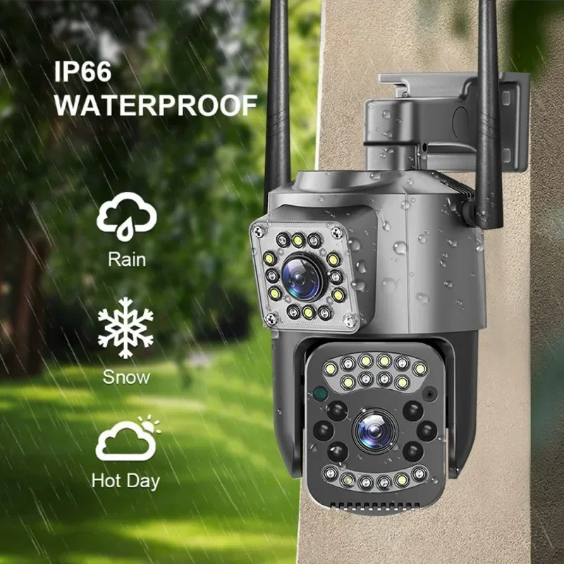 4G Dual-Lens Camera 8MP 4K Sim Card Camera Outdoor PTZ IP Cameras Night Vision Protection Wireless CCTV Net Video Surveillance 3